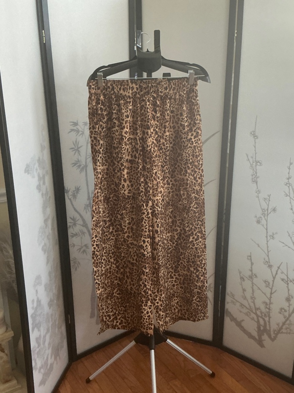 Leopard Print Midi Skirt - Brown